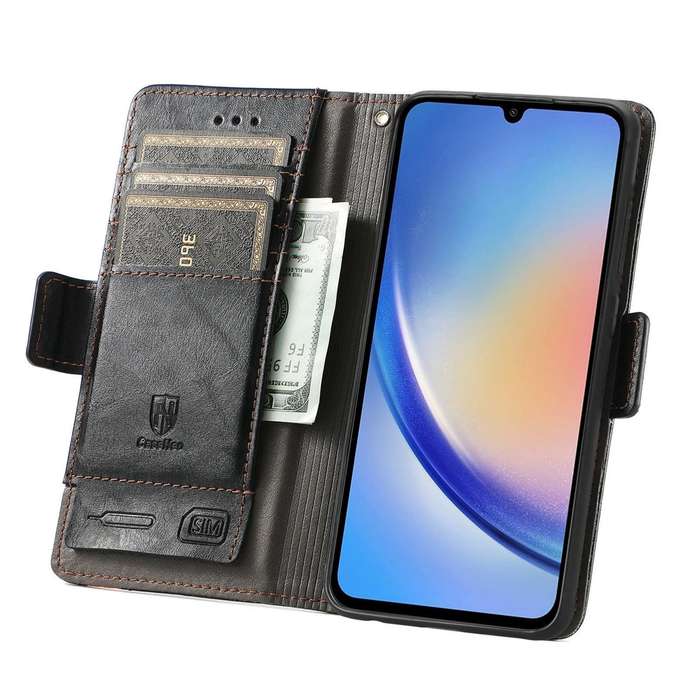For Samsung Galaxy A35 5G CaseNeo Splicing Dual Magnetic Buckle Leather Phone Case(Black)