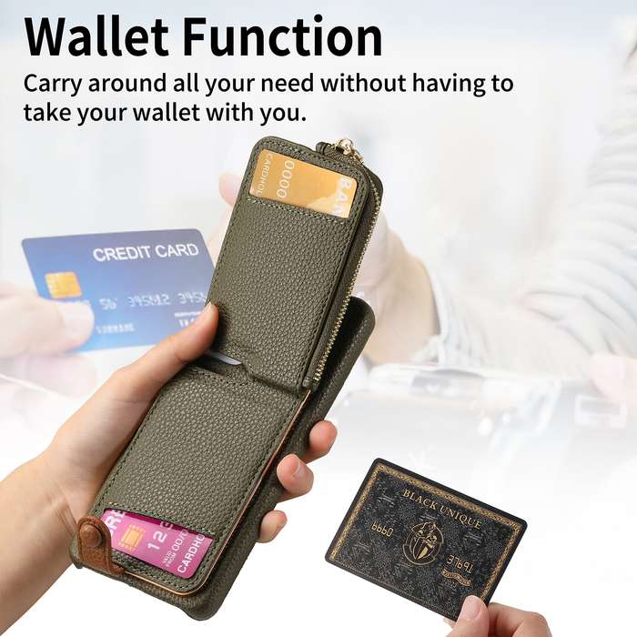 For Samsung Galaxy A52 Litchi Leather Oil Edge Ring Zipper Wallet Back Phone Case(Green)