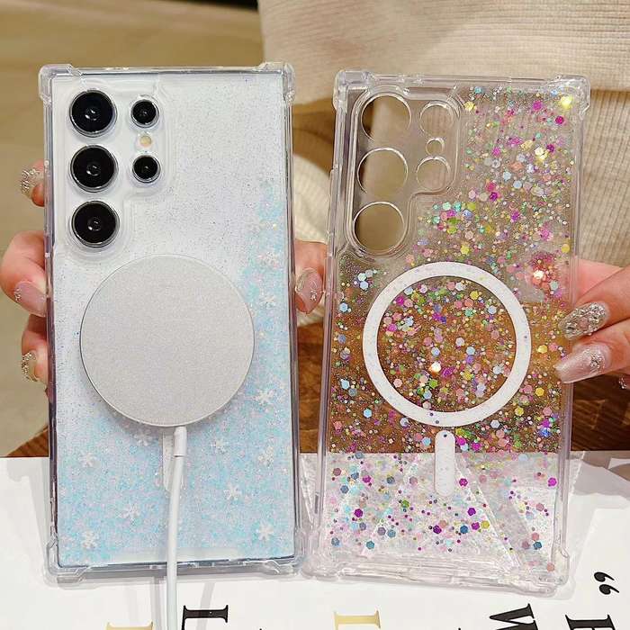 For Samsung Galaxy S23 5G Explosive Flash Gradient MagSafe TPU Phone Case(Gold)