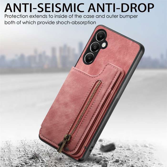 For Samsung Galaxy A54 5G Retro Leather Zipper Wallet Back Phone Case(Pink)