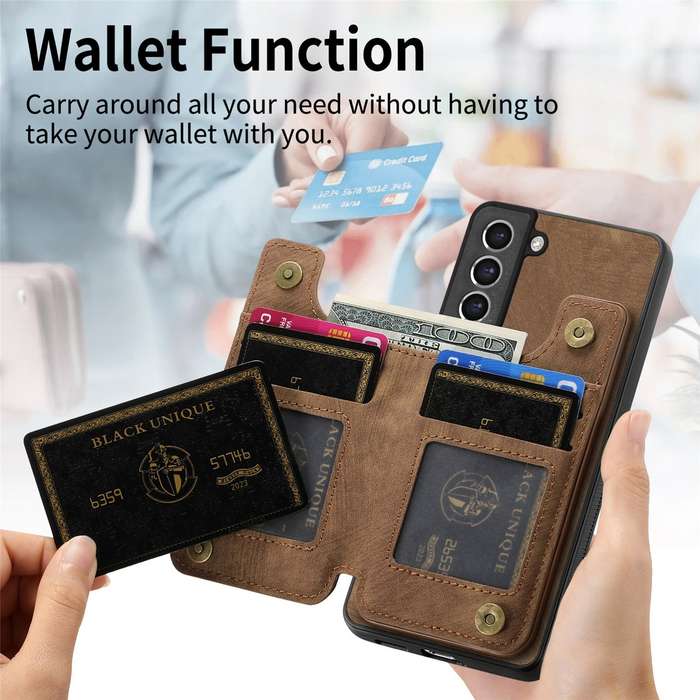 For Samsung Galaxy S21 5G Retro Leather Zipper Wallet Back Phone Case(Brown)