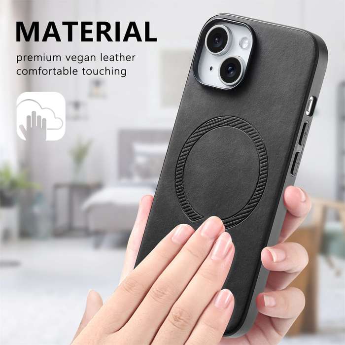 For iPhone 12 Pro Solid Color Retro Magsafe PU Back Cover Phone Case(Black)