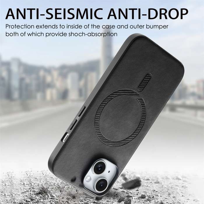 For iPhone 12 Pro Solid Color Retro Magsafe PU Back Cover Phone Case(Black)