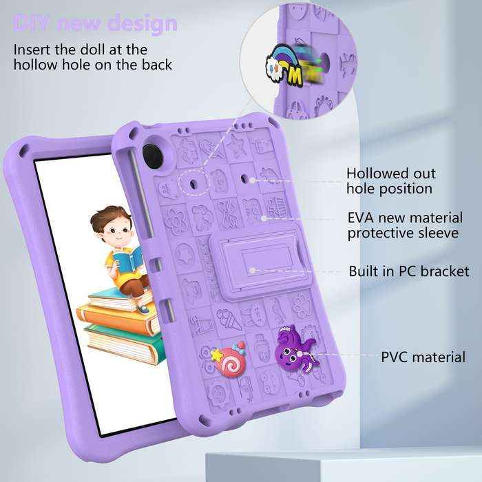 For Xiaomi Redmi Pad SE 11 2023 Hi Baby EVA Full Body Tablet Case with Strap(Light Purple)