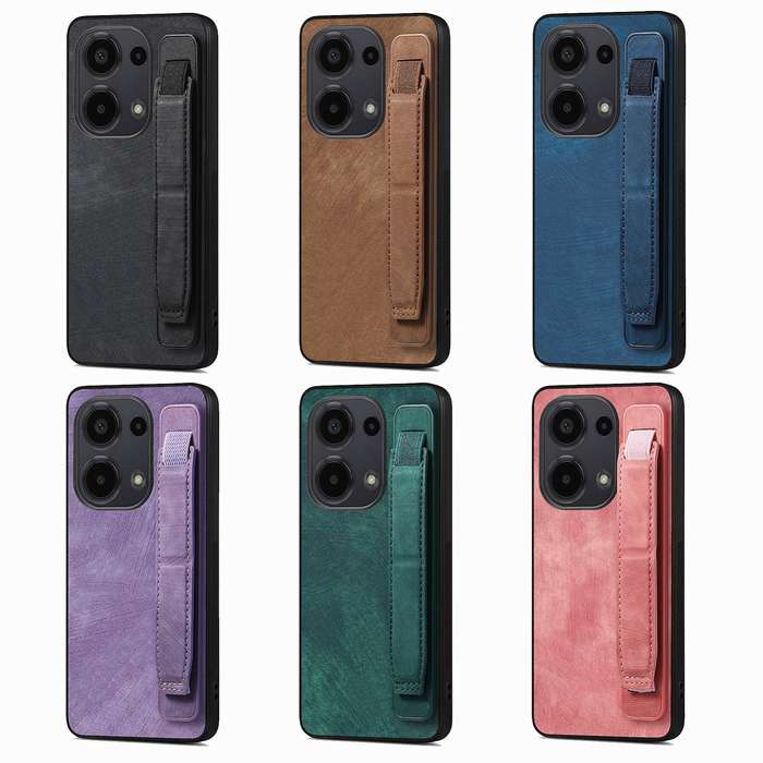 For Xiaomi Redmi Note 13 Pro 4G Retro Wristband Holder Leather Back Phone Case(Blue)