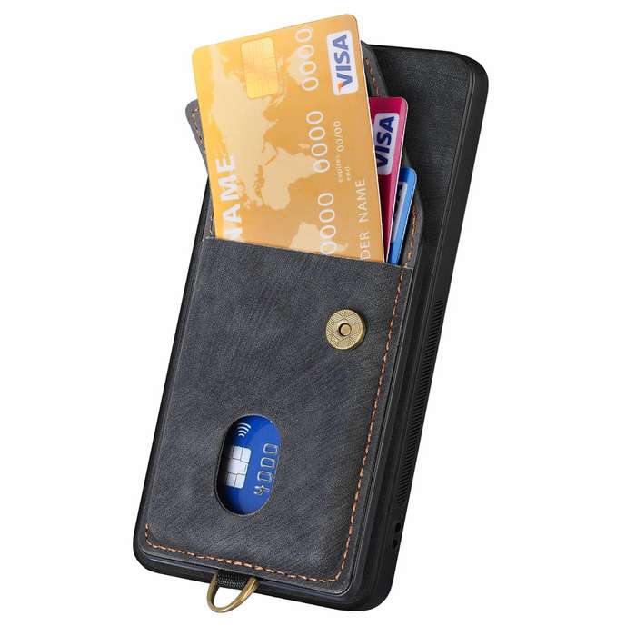 For Xiaomi Redmi Note 13 Pro 4G Retro Card Wallet Fold Leather Phone Case with Strap(Black)