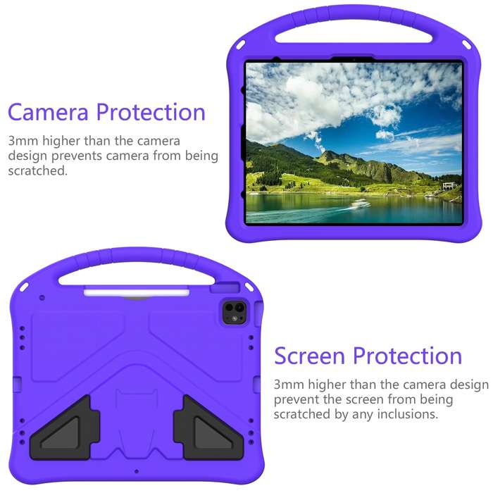 For iPad Pro 12.9 2018-2023 EVA Shockproof Tablet Case with Holder(Purple)
