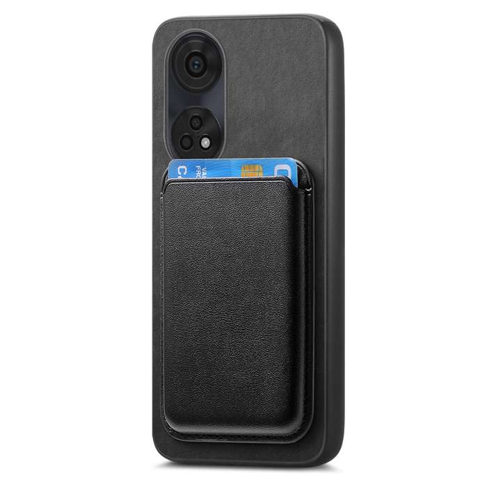 For OPPO Find X7 5G Retro Magsafe Card Bag PU Back Cover Phone Case(Black)