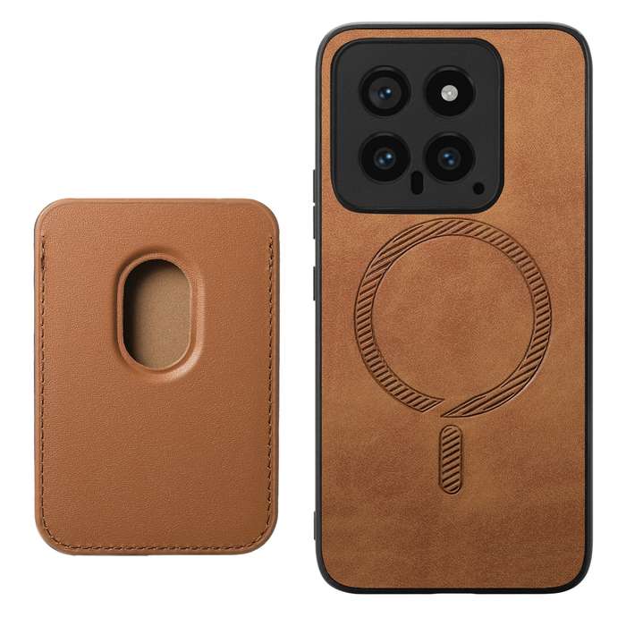 For Xiaomi Redmi Note 12 Turbo Retro Magsafe Card Bag PU Back Cover Phone Case(Brown)