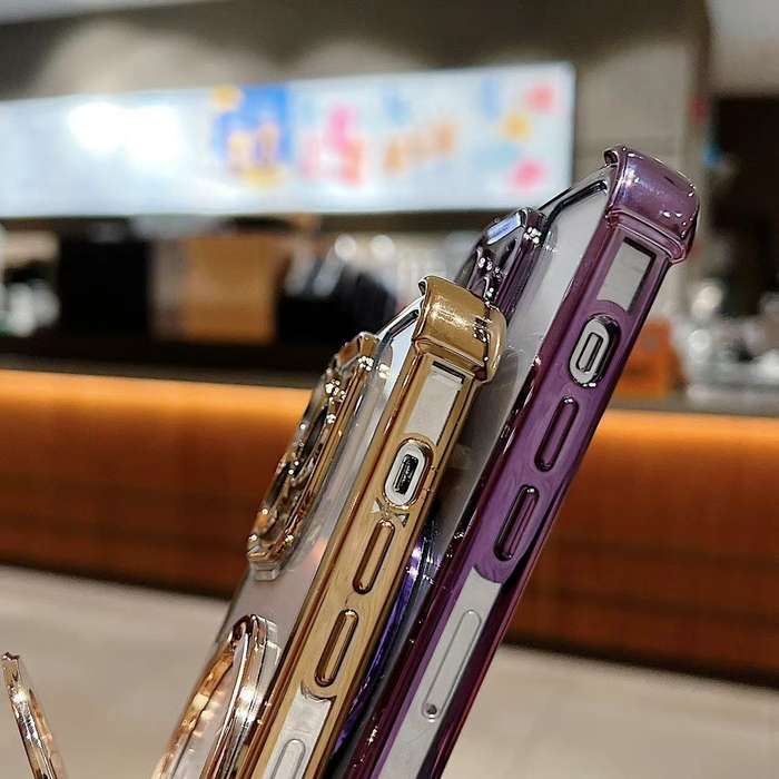 For iPhone 13 Pro Ultra-thin Electroplated Holder Magsafe Phone Case(Silver)