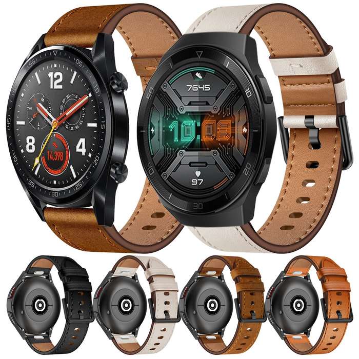 For Huawei Watch GT 22mm SX Connector Metal Button Switch Leather Watch Band(Starlight)