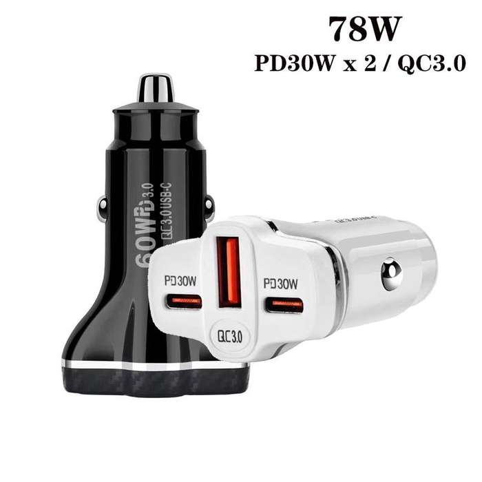 78W PD30W x 2 + QC3.0 USB Multi Port Car Charger(White)