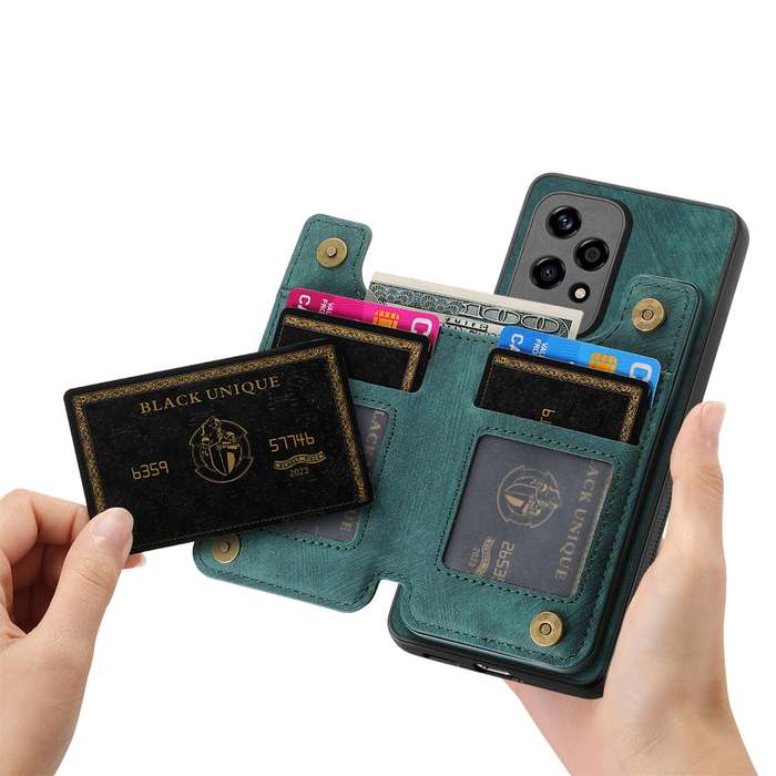 For Honor 70 Retro Leather Zipper Wallet Back Phone Case(Green)