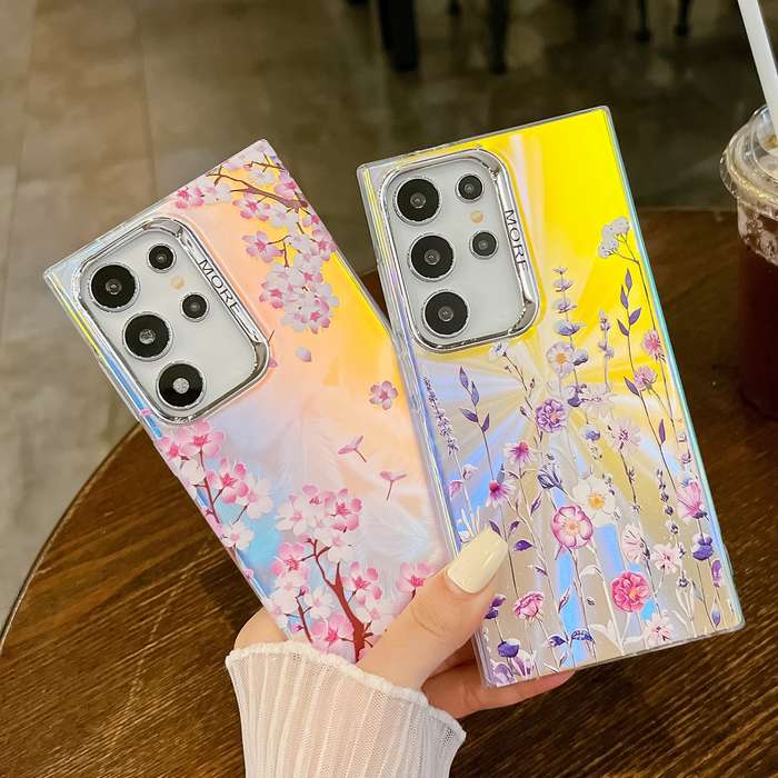 For Samsung Galaxy A54 5G Electroplating Laser Flower Texture TPU Phone Case(Flower AH6)