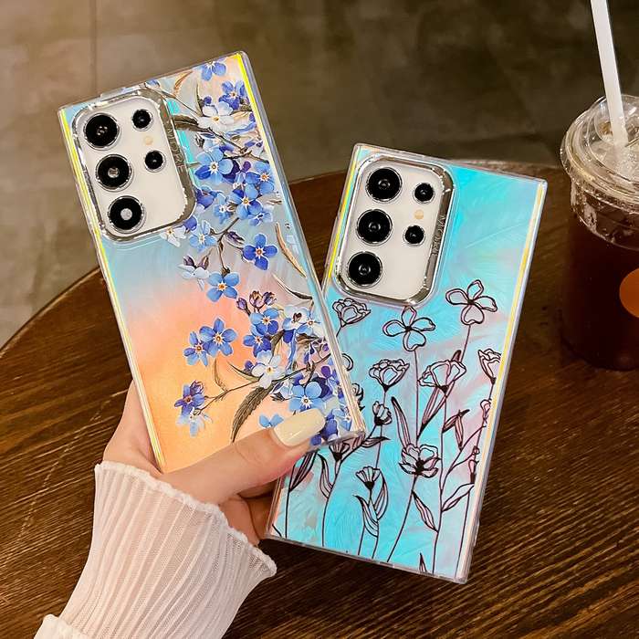 For Samsung Galaxy A54 5G Electroplating Laser Flower Texture TPU Phone Case(Flower AH6)