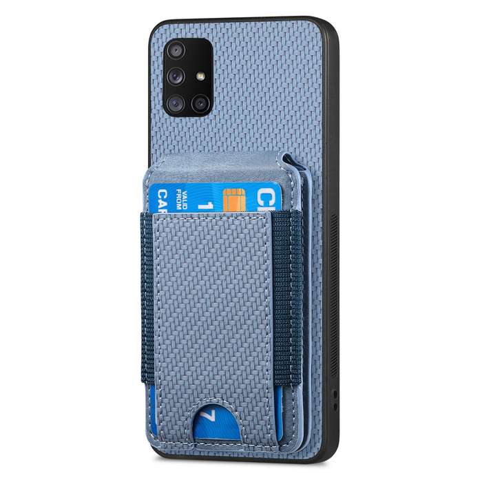 For Samsung Galaxy  A51 5G Carbon Fiber Vertical Flip Wallet Stand Phone Case(Blue)