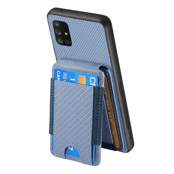 For Samsung Galaxy  A51 5G Carbon Fiber Vertical Flip Wallet Stand Phone Case(Blue)