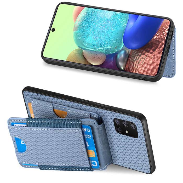 For Samsung Galaxy  A51 5G Carbon Fiber Vertical Flip Wallet Stand Phone Case(Blue)
