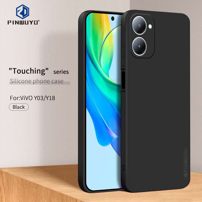 For vivo Y03 / Y18 PINWUYO Sense Series Liquid Silicone TPU Phone Case(Black)