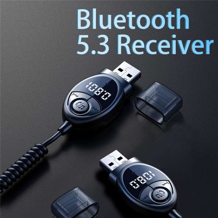 W8 With Telescopic Cable Car Audio Adapter Bluetooth Receiver FM Transmitter