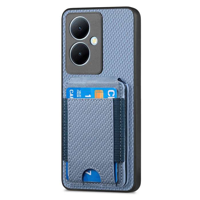 For vivo iQOO 12 Pro Carbon Fiber Vertical Flip Wallet Stand Phone Case(Blue)