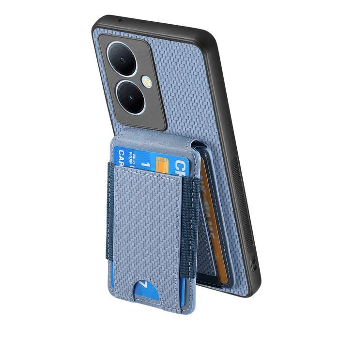 For vivo iQOO 12 Pro Carbon Fiber Vertical Flip Wallet Stand Phone Case(Blue)