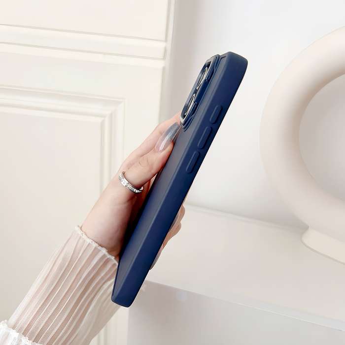 For iPhone 14 Pro Lens Frame Holder Shockproof Phone Case(Black)