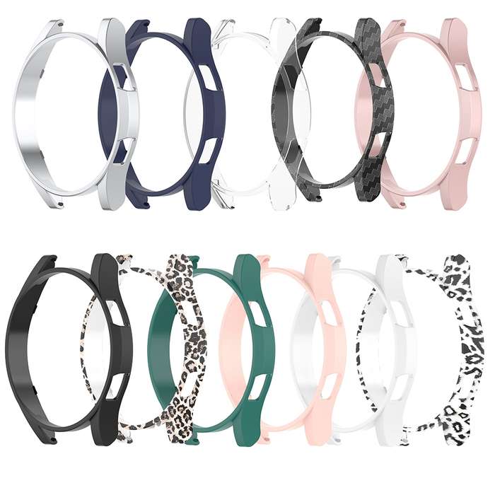 For Samsung Galaxy Watch FE 40mm Half Pack Hollow PC Watch Protective Case(White Hair Leopard)