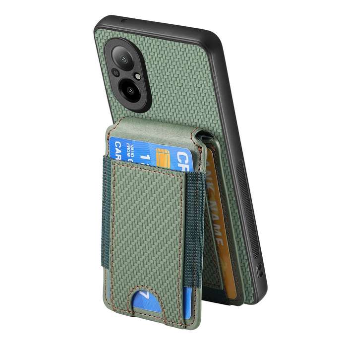 For Realme 9 Pro Carbon Fiber Vertical Flip Wallet Stand Phone Case(Green)