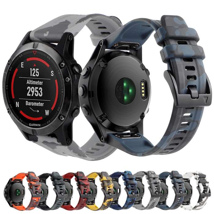 For Garmin Fenix 7X / 7X Pro / Tactix 7 Camouflage Quick Release Silicone Watch Band(Cyan)