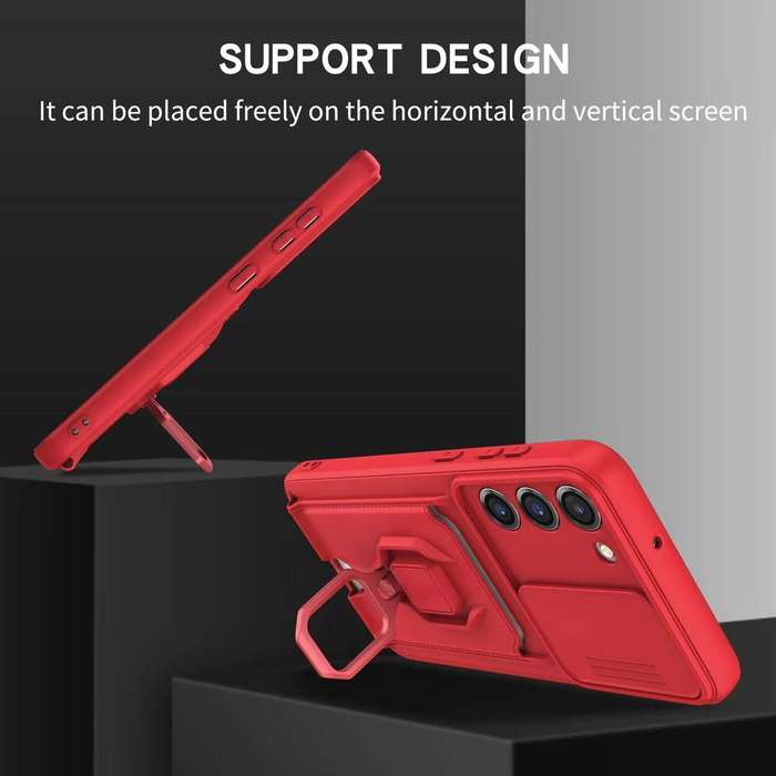 For Samsung Galaxy S23 FE 5G Sliding Camshield Magnetic Card Holder Silicone Phone Case(Dark Ni
