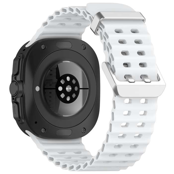 For Samsung Galaxy Watch 7 Ultra 47mm Ocean Hole Dual Buckle Silicone Watch Band(White)