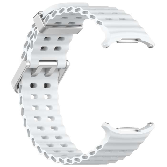 For Samsung Galaxy Watch 7 Ultra 47mm Ocean Hole Dual Buckle Silicone Watch Band(White)