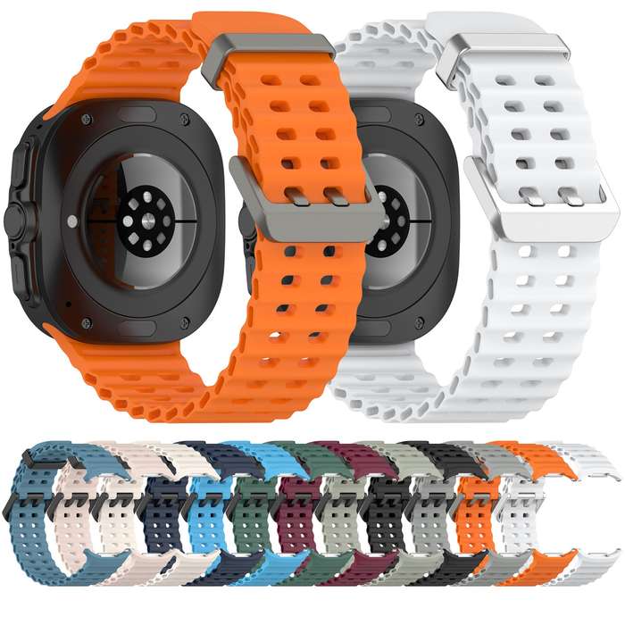 For Samsung Galaxy Watch 7 Ultra 47mm Ocean Hole Dual Buckle Silicone Watch Band(White)