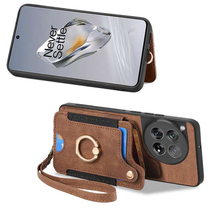 For OnePlus 11 Retro Skin-feel Ring Multi-card RFID Wallet Phone Case(Brown)