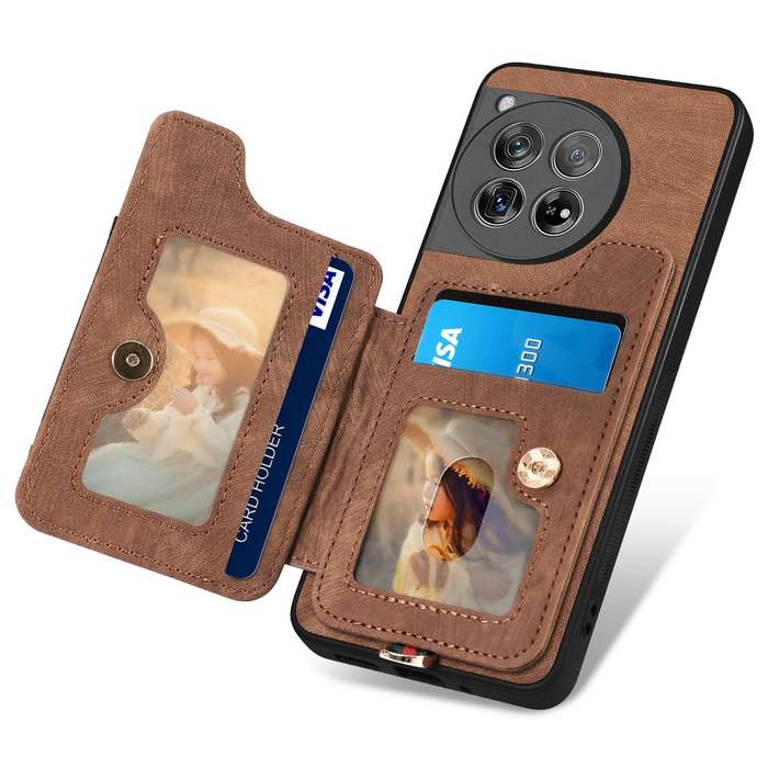 For OnePlus 11 Retro Skin-feel Ring Multi-card RFID Wallet Phone Case(Brown)