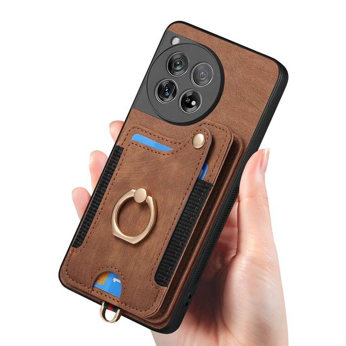 For OnePlus 11 Retro Skin-feel Ring Multi-card RFID Wallet Phone Case(Brown)