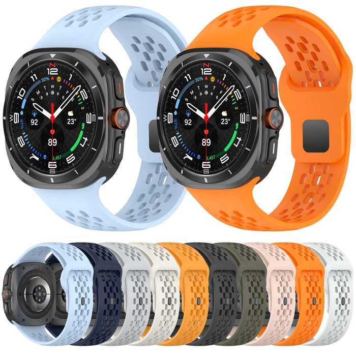 For Samsung Galaxy Watch Ultra 47mm Reverse Buckle Silicone Breathable Watch Band(Blue)