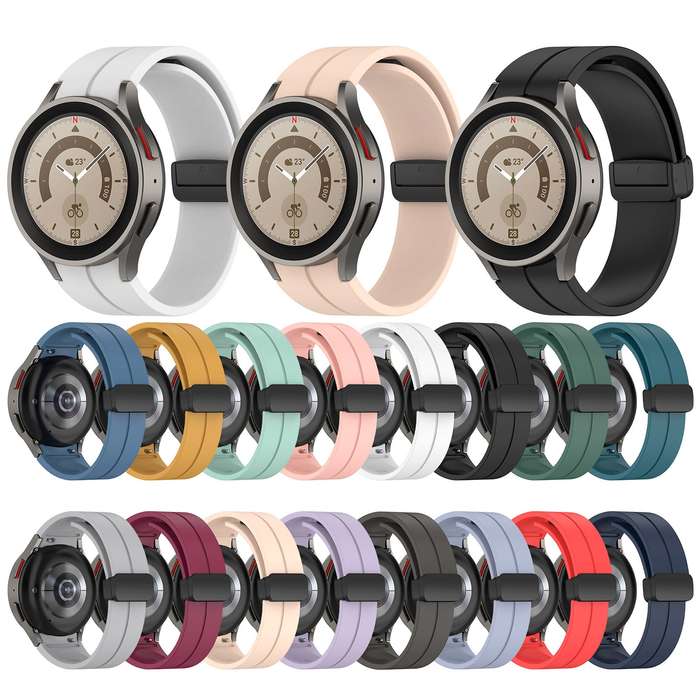 For Samsung Galaxy Watch7 40 / 44mm Magnetic Folding Black Buckle Silicone Watch Band(Black)
