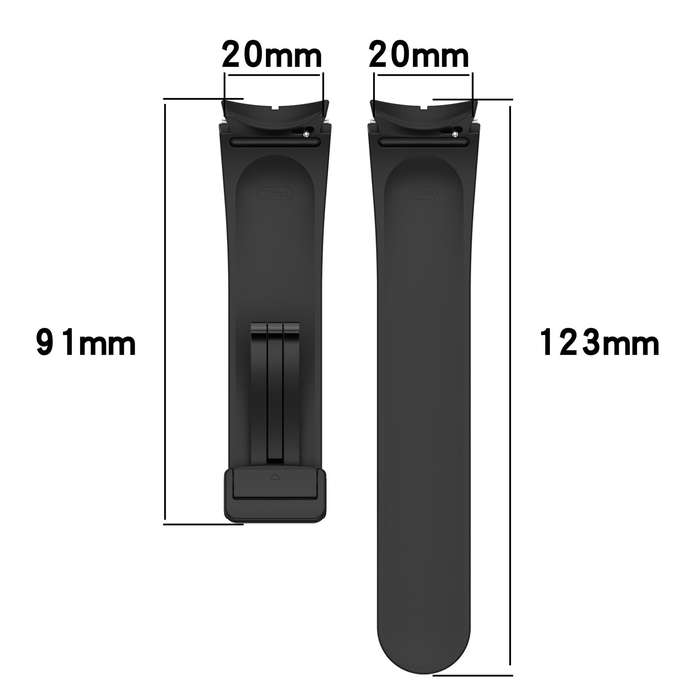 For Samsung Galaxy Watch7 40 / 44mm Magnetic Folding Black Buckle Silicone Watch Band(Black)