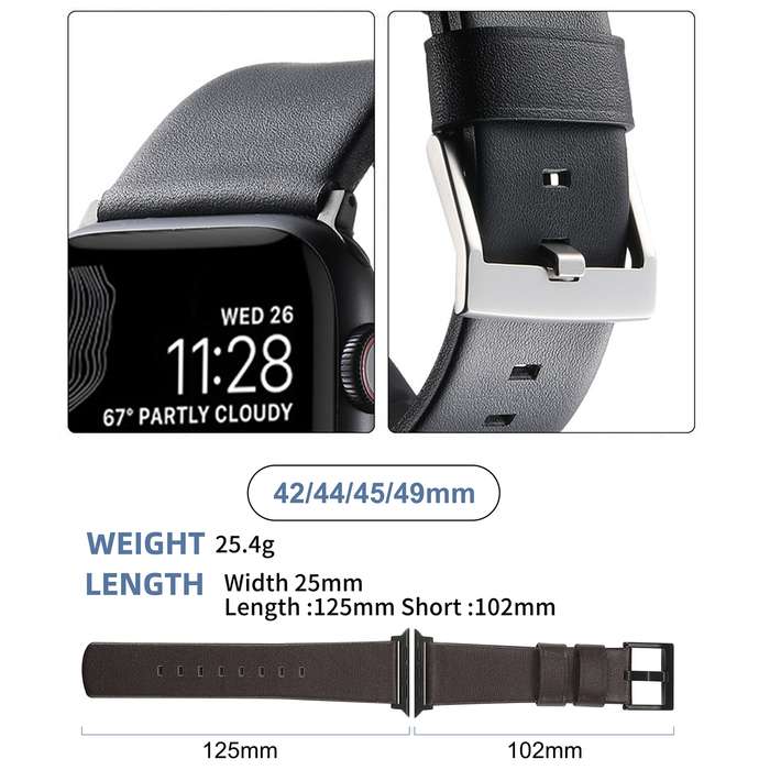 For Apple Watch SE 2023 44mm Genuine Leather Hybrid Silicone Watch Band(Coffee+Sliver Buckle)