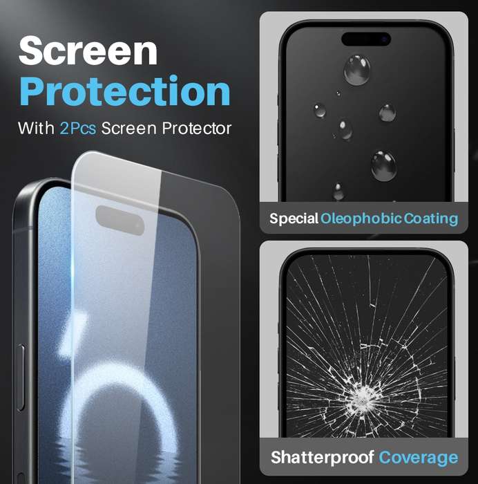 For iPhone 16 Pro Max NORTHJO 5 in 1 Clear Phone Case with 2pcs Screen Film + 2pcs Camera Lens