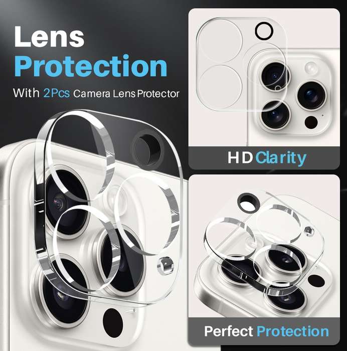 For iPhone 16 Pro Max NORTHJO 5 in 1 Clear Phone Case with 2pcs Screen Film + 2pcs Camera Lens