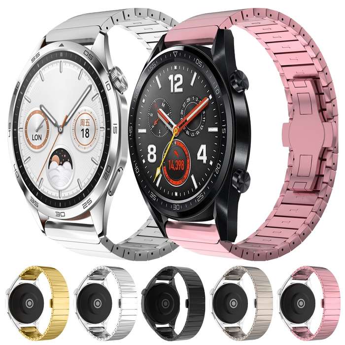 For Huawei Watch GT 42 / 46mm 22mm One Bead Paint Butterfly Buckle Alloy Watch Band(Black)