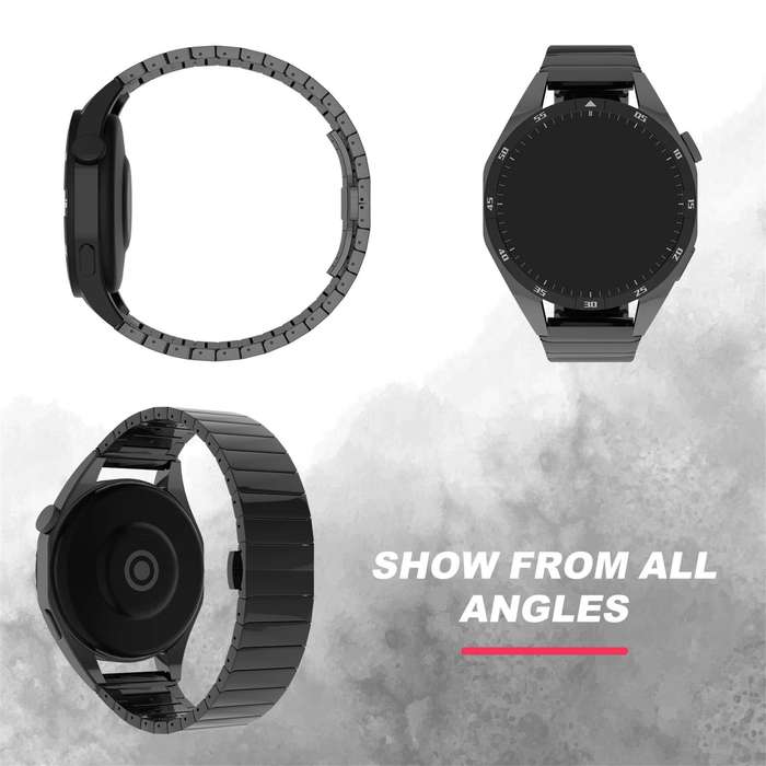 For Huawei Watch GT 42 / 46mm 22mm One Bead Paint Butterfly Buckle Alloy Watch Band(Black)