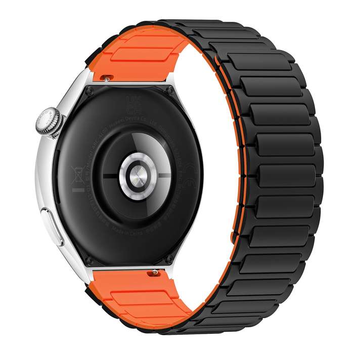 For Huawei Watch GT2 46mm 22mm I-shaped Magnetic Silicone Watch Band(Black+Orange)