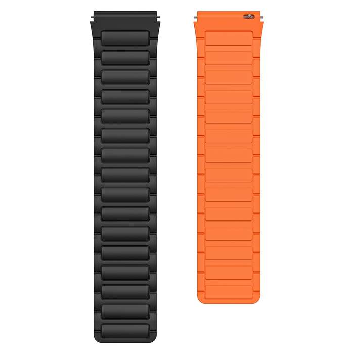 For Huawei Watch GT2 46mm 22mm I-shaped Magnetic Silicone Watch Band(Black+Orange)