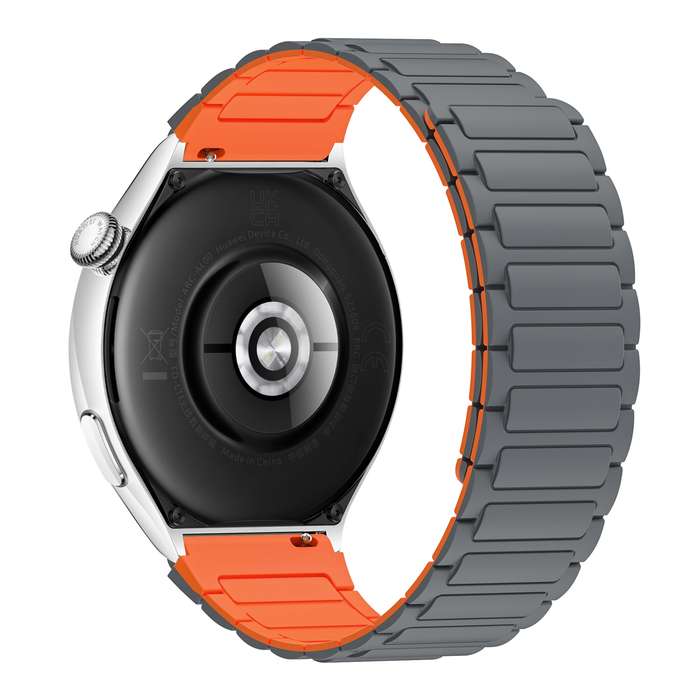For Ticwatch GTX 22mm I-shaped Magnetic Silicone Watch Band(Gray+Orange)