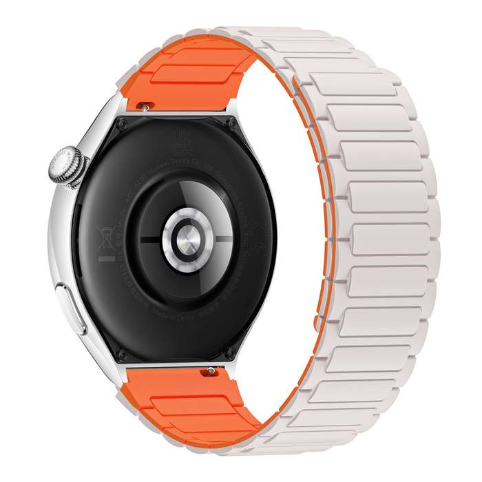 For Ticwatch GTX 22mm I-shaped Magnetic Silicone Watch Band(Starlight+Orange)