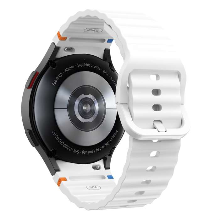 For Samsung Galaxy Watch 7 40 / 44mm Wave Pattern Stitched Silicone Watch Band(White)